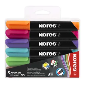 Rotulador permanente Kores M20903 XP2 - 6 colores, punta biselada