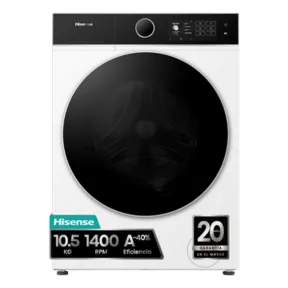 Lavadora Hisense WF5I1045BWQ, 10.5 kg, 18 programas, blanca