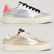 Zapatillas Pepe Jeans Milán doradas de piel, talla 36-41