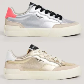 Zapatillas Pepe Jeans Milán doradas de piel, talla 36-41