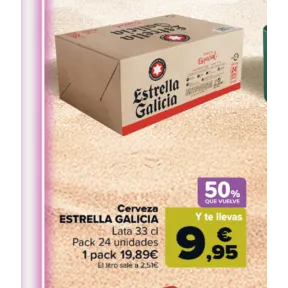 Pack de 24 latas de Estrella Galicia con reembolso hasta 80%