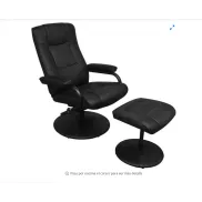 Sillón de TV Negro con Reposapiés de Cuero Sintético