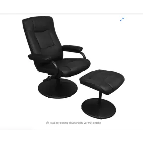 Sillón de TV Negro con Reposapiés de Cuero Sintético