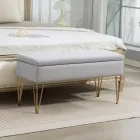 Banco de Lino y Acero Homcom 100x40x49 Cm - Gris Claro