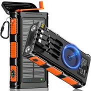 Cargador Solar Inalámbrico 26800mAh con Manivela y Cables