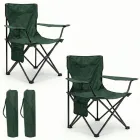 Sillas plegables de camping verde con reposabrazos - Set de 2