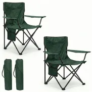 Sillas plegables de camping verde con reposabrazos - Set de 2