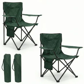 Sillas plegables de camping verde con reposabrazos - Set de 2