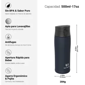 Botella Térmica de Acero Inoxidable Super Sparrow.