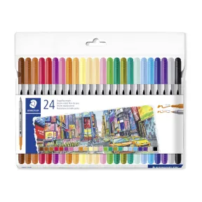 24 Rotuladores dobles STAEDTLER, colores variados y ancho ajustable