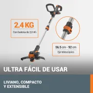Desbrozadora 2 en 1 Worx a Batería 20V, Cabezal Rotatorio