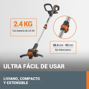 Desbrozadora 2 en 1 Worx a Batería 20V, Cabezal Rotatorio