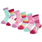 Calcetines Infantiles Arcoíris Unicornio para Niñas - 6 Pares