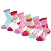 Calcetines Infantiles Arcoíris Unicornio para Niñas - 6 Pares