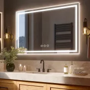 Espejo de Baño LED 70x100cm con Luz Antivaho y Memoria