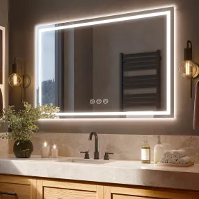 Espejo de Baño LED 70x100cm con Luz Antivaho y Memoria