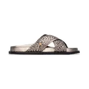 Sandalias de piel Carmela en gris, negro y dorado 36-40.