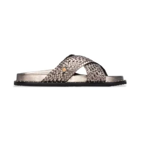 Sandalias de piel Carmela en gris, negro y dorado 36-40.