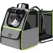 Mochila Extensible para Perros y Gatos Pequeños Gris 34x30x42cm