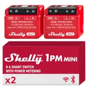Shelly 1PM Mini Gen3 (2 unidades) WiFi, Bluetooth y Medidor