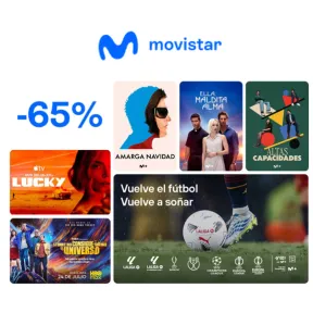 Movistar: Fibra 1 Gb, 2 Móviles, Fútbol y Netflix por 45€/mes