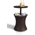 Mesa jardín con nevera, color marrón