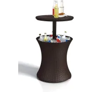 Mesa jardín con nevera, color marrón