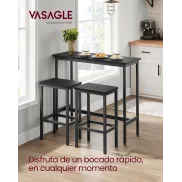 Mesa de Desayuno con 2 Taburetes de Bar y Marco de Acero