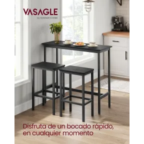 Mesa de Desayuno con 2 Taburetes de Bar y Marco de Acero