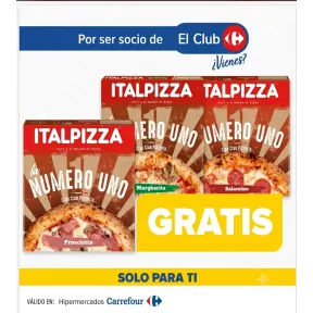 Pizza gratis Italpiza al comprar más de 50 euros en Carrefour