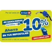 Ahorra un 10% en gasolina en Carrefour este viernes y sábado.