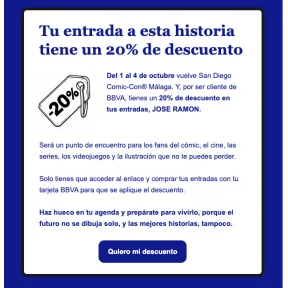 20% de Descuento en San Diego Comic-Con para Clientes BBVA