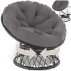 Sillón Giratorio de Acero y Ratán para Jardín Ajustable