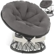 Sillón Giratorio de Acero y Ratán para Jardín Ajustable