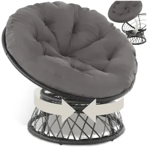Sillón Giratorio de Acero y Ratán para Jardín Ajustable
