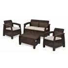 Muebles de jardín Keter Corfu: 4 plazas, mesa y cojines