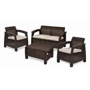Muebles de jardín Keter Corfu: 4 plazas, mesa y cojines