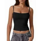 Camiseta Y2K Mujer Sin Mangas Cuello Cuadrado de Algodón