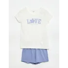 Pijama corto blanco - 2 piezas - Tallas 6 a 12 años