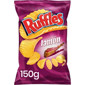 Patatas Fritas Sabor Jamón Ruffles, Bolsa Individual 150g