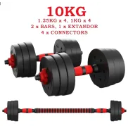 Mancuernas Ajustables 10KG 2 en 1 con Barras Multifuncional