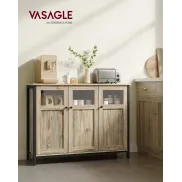 Aparador VASAGLE de Almacenamiento, Cristal, Marrón Turquesa.