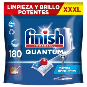 Pastillas para Lavavajillas Finish Quantum, 180 Und, 0,14€/Und