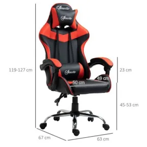 Silla Gaming Negra y Roja Vinsetto con Reposacabezas