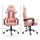 Ergonómica Silla Gaming Rosa Ajustable Altura Vinsetto