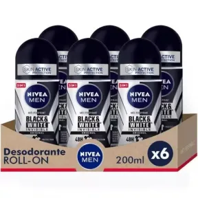 Desodorante Original Black & White Invisible Roll On 6x50ml