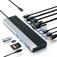 Estación USB-C WAVLINK para 3 monitores y múltiples puertos