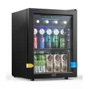 Mini Nevera 48L con Puerta de Cristal y Temperatura Regulable