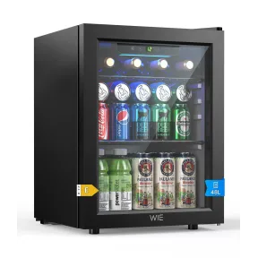 Mini Nevera 48L con Puerta de Cristal y Temperatura Regulable