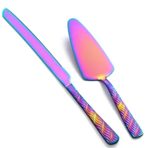Cuchillo y Servidor de Pastel Arcoíris para Celebraciones